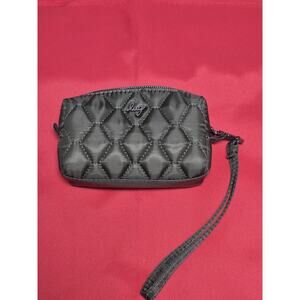 💥 Lug Small Dark Green Blimp Pouch With Wristlet Quilted Yellow Interior